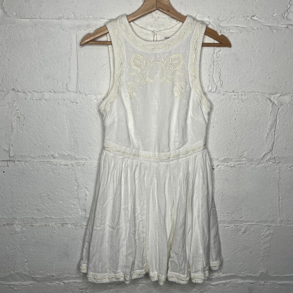 Free People Dress 4 White Birds of a Feather Mini Boho Cottagecore Women's
